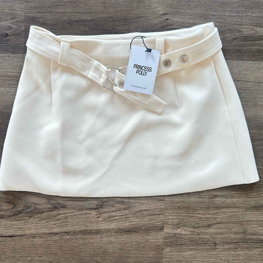 NWT Princess Polly Ivory Belted Mini Skirt